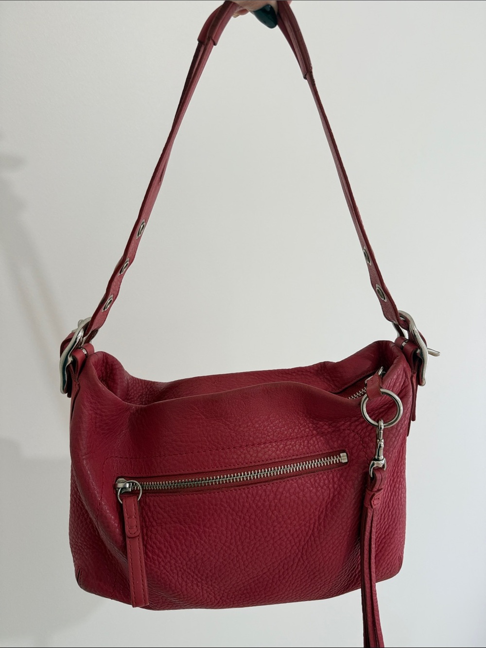 Coach Legacy East/West Duffle Tassel Shoulder Bag Pink/Red Silver Vintage